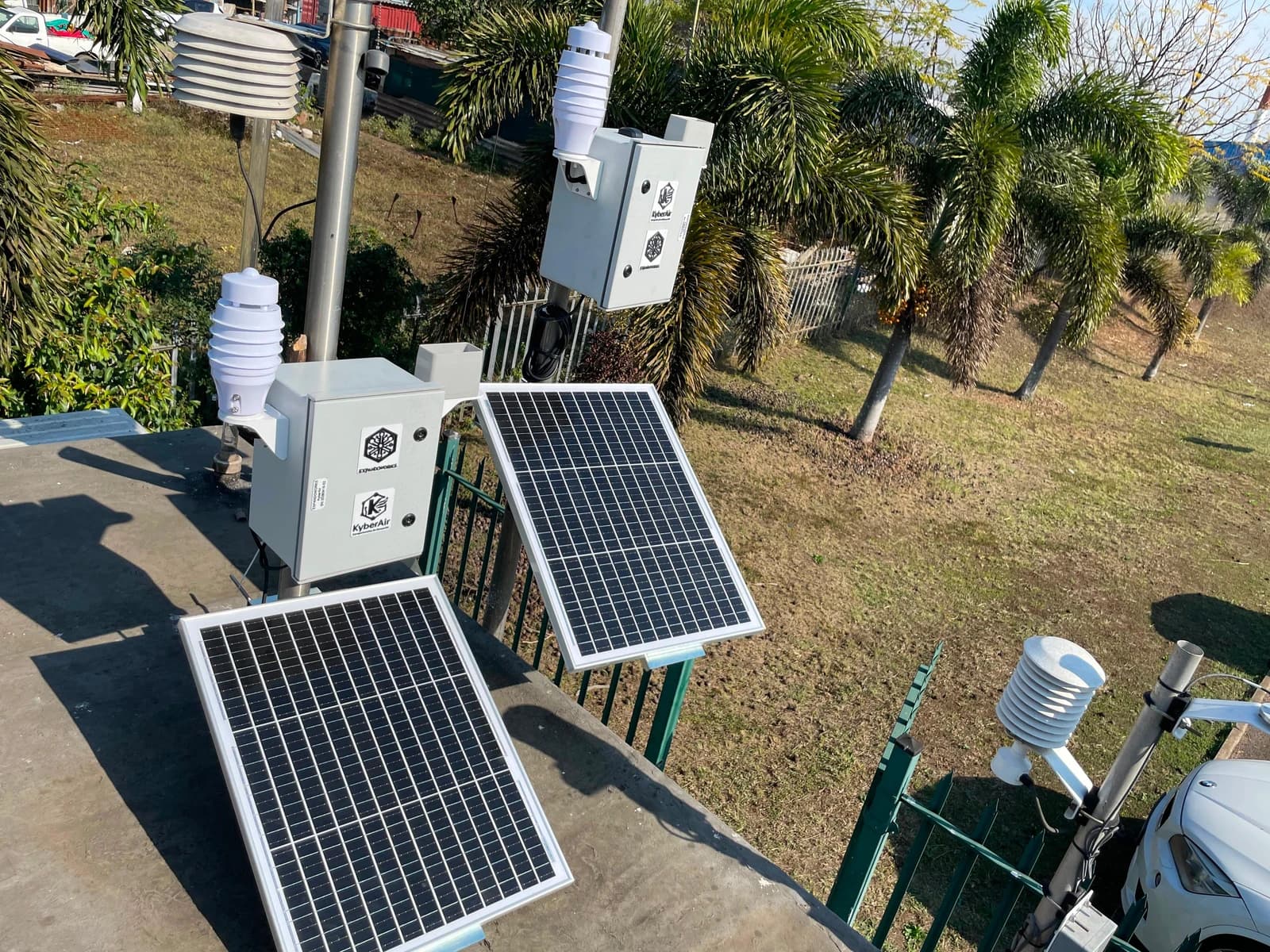 Two installed KyberAir units with individual solar panels