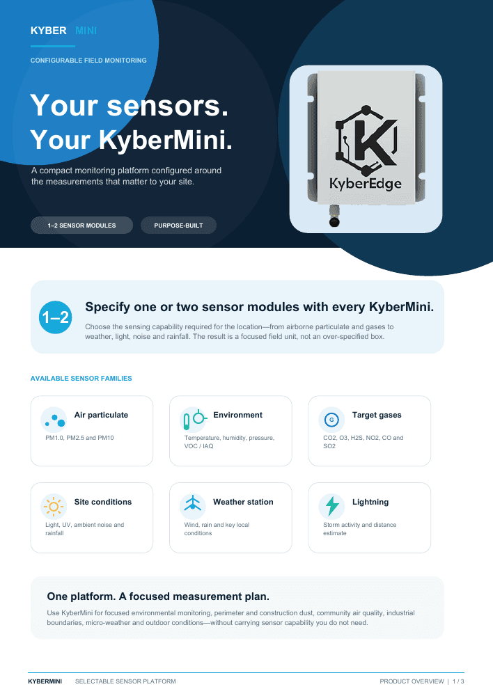 Cover of the KyberMini Selectable Sensor brochure.